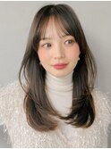 アプリコットオレンジくびれヘアハイライトカラー夏