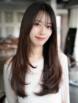 エインアンリー 明治神宮前(AIN.ANLY.) ◎デジタルパーマミディアムヘアコテ巻き風パーマ縮毛矯正韓国風