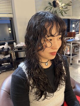 ロングレイヤー×フェイスレイヤー×パーマ×くせ毛風パーマ