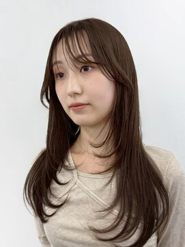 顔周りレイヤーカット/艶カラー/透明感カラー/ロングレイヤー