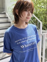 オブ ヘアー 自由が丘 ウエスト(Of HAIR WEST)&nbsp;顔周りレイヤー　ミディアムレイヤー　オリーブベージュ