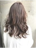 セミロングウエーブ+ハイライト