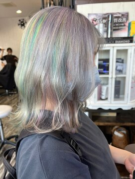 ヘアー リードレス(hair Re:dress) 外ハネボブユニコーンカラー透明感アッシュガーリー10代20代