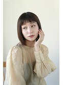 前下がりスッキリボブ オン眉 秋冬ブラウンカラー