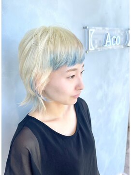 アコ(Aco) 抜きっぱなしブリーチ/デザインカラー/青/ブルー/水色