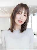 ☆ミディアムストレートレイヤーボブハッシュカット小顔前髪