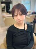 前髪あり耳掛け丸みくびれショートボブ20代30代40代50代（蘭）