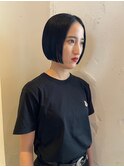 黒髪ボブぱっつん前髪ボブミニボブ切りっぱなしボブ