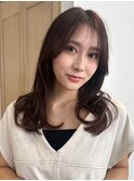 顔周りレイヤーカットグレージュカラーくびれボブベージュカラー