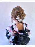 浴衣ゆるふわシニヨン