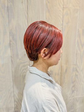ヘアートゥリース 武蔵小杉店(hair trees) ショートボブスタイル×カールディナルレッド
