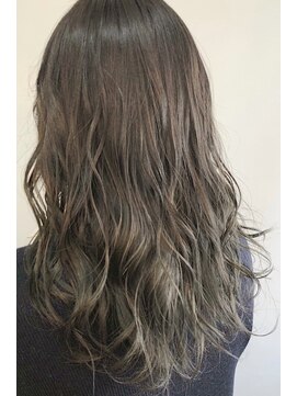 レセ 南柏店(Laissez) ゆる巻きロング/バレイヤージュ/オリーブグレージュ/暗髪/艶髪