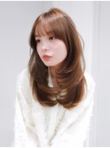 ロングくびれヘア韓国ヘア顔周りレイヤー_F0781