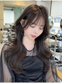 (韓国ヘア/くびれヘア/ロングヘア/前髪/サイドバング/小顔)