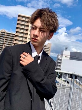 クレスト 近江八幡店(CREST) マッシュツーブロックメンズパーママッシュウルフメンズカット