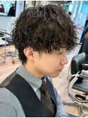 ツイストスパイラルパーマメンズパーマ波巻きパーマツーブロック