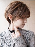大人ショートボブ丸みショートカットマッシュショート前髪あり