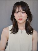 ダークアッシュ 外ハネミディ 韓国ヘア 艶髪【天神/今泉】