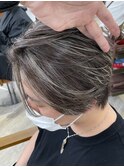 メンズ マッシュヘアハイライトカラー◎アッシュカラー