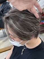 メンズ マッシュヘアハイライトカラー◎アッシュカラー