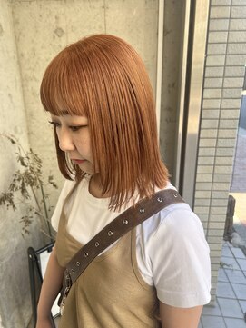 キャンバスアニュー 川崎(canvas anew.) 柔らかオレンジベージュ ワイドバング/ハイトーンカラー