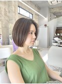 表参道酸性ストレートパーマ艶髪ボブベージュアッシュ40代