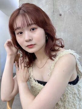 ガーデンヨコハマ(GARDEN YOKOHAMA) ダークレッド ニュアンスパーマ ミディアムヘア ローズブラウン