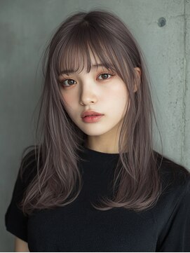 20代30代大人かわいいラベンダーグレージュ小顔レイヤー【上野】