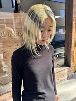ルーナヘアー(LUNA hair)&nbsp;ボーダーカラー ブリーチ ミックスカラー 顔まわりレイヤー 20代