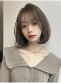 ボブレイヤーカットショートボブベージュミニボブ韓国ボブ前髪