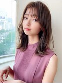 小顔外ハネセミディ×ピンクベージュ 20代30代/Silk-lei吉祥寺