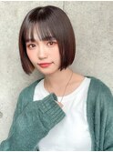 石塚／黒髪ぱっつんイヤリングカラーミニボブ10代20代韓国新宿