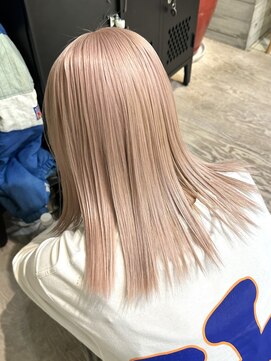 ヲタク(wotaku.) ピンクベージュハイトーンダブルカラーミルクティー髪質改善前髪