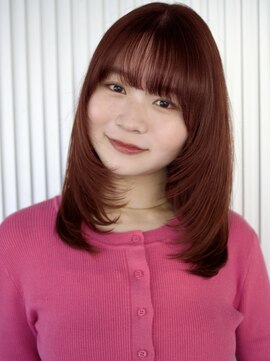 ガーデンヨコハマエスト(GARDEN YOKOHAMA est) フェイスレイヤ- ミディアム ワイドバング アプリコットオレンジ