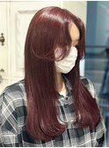 【kumu】ブリーチなし暖色系カラー/カシスワインレッド/ボルドー