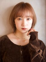 ガーデンヨコハマ(GARDEN YOKOHAMA)&nbsp;コーラルオレンジ ミディアムヘア くびれヘア ラウンドバング