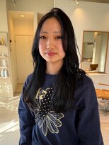 マイン(mine)&nbsp;レイヤーカット　ロングレイヤー　ツヤ髪　朝楽ヘア　コテ巻