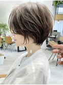 【30代/40代/50代】ショートボブ/グレージュカラー/小顔/顔周り