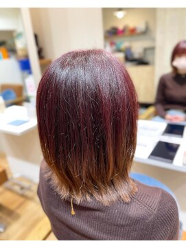 ヘアートゥリース 武蔵小杉店(hair trees) グラデカラー＋外はねボブ