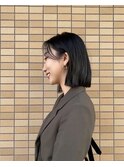 無造作ボブ×ニュアンスバング