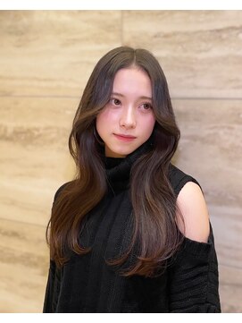 ノク 渋谷(nok) ロングヘアレイヤーカット_美髪ピンクブラウン切りっぱなしボブ