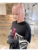 ホワイトピンクボブ#ケアブリーチ