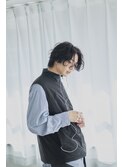 men'sカットスペインカールブルーブラック黒染めブリーチ/千葉