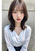 姫カットシアーカラーセミディくびれフェイスレイヤーパーマ