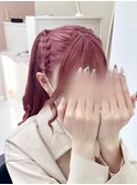 編み込みハーフツイン/梅田ヘアセット