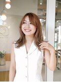 セミロング 透明感カラー 外ハネ くびれ 質感調整