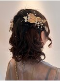 お呼ばれヘアアレンジハーフアップツイン