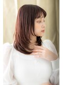 ■チェリーレッド小顔前下がりレイヤーカット610★ 大宮20代30代