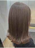 大人可愛い切りっぱなし透明感ブリーチなしベージュカラー