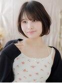 斜めバング暗髪ひし形丸みショートボブa戸田公園20代30代40代